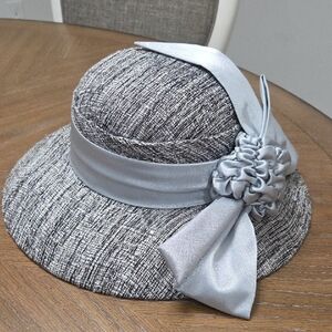 Beautiful Black & Silver Silk Kentucky Derby  Hat By Faith